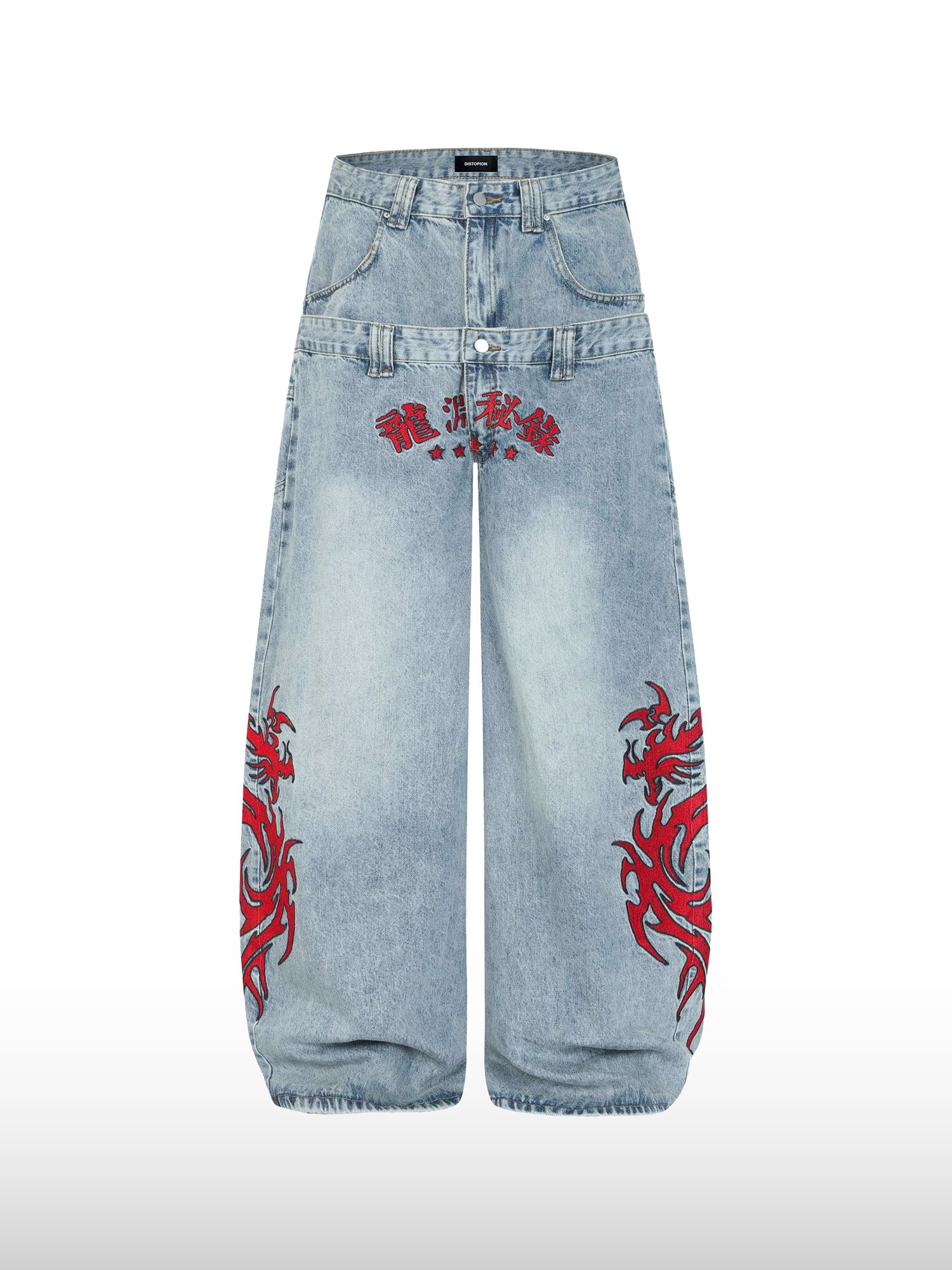 Dragon Shadow Jeans met Dubbele Taille
