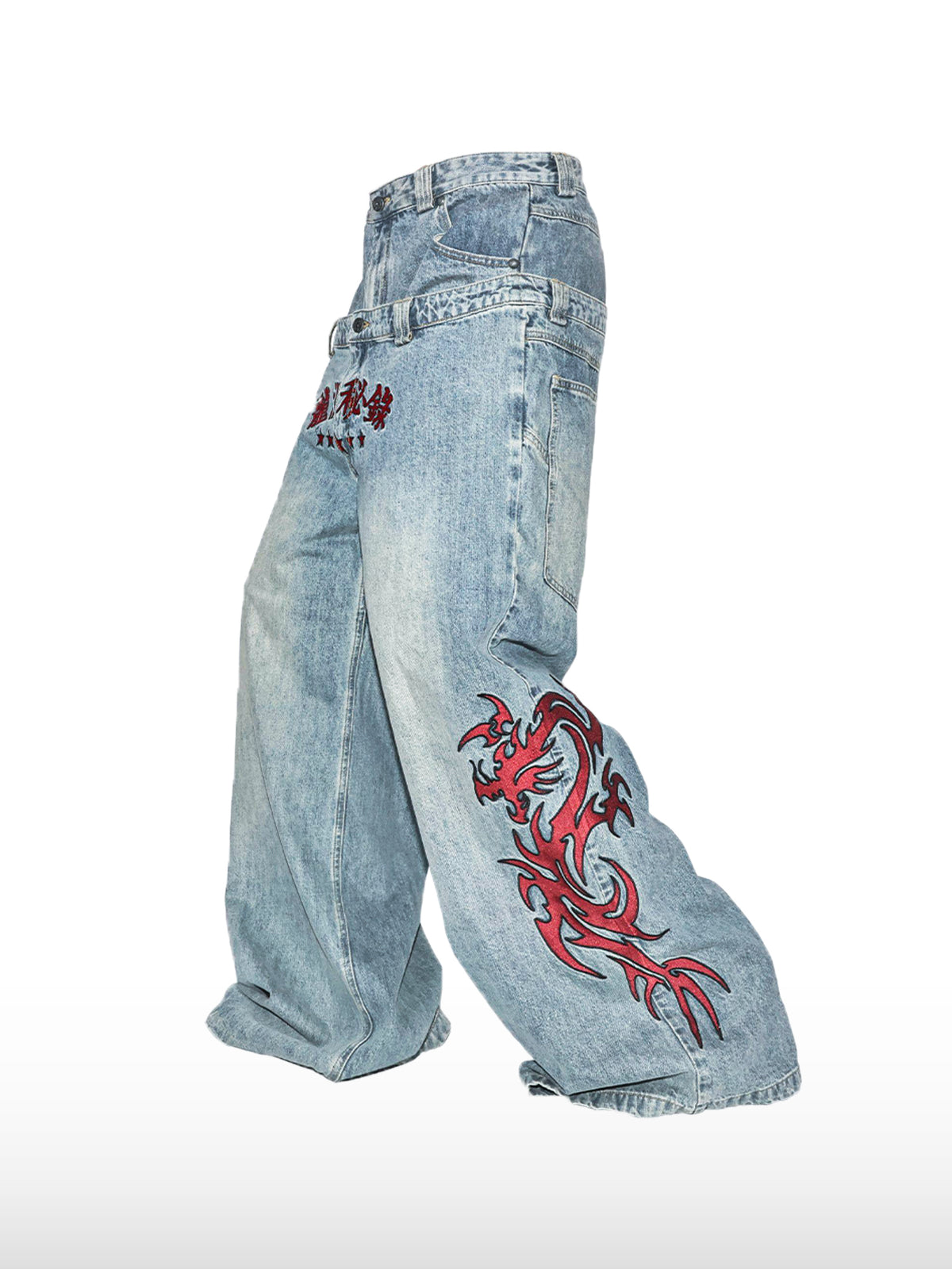 Dragon Shadow-jeans met dubbele taille