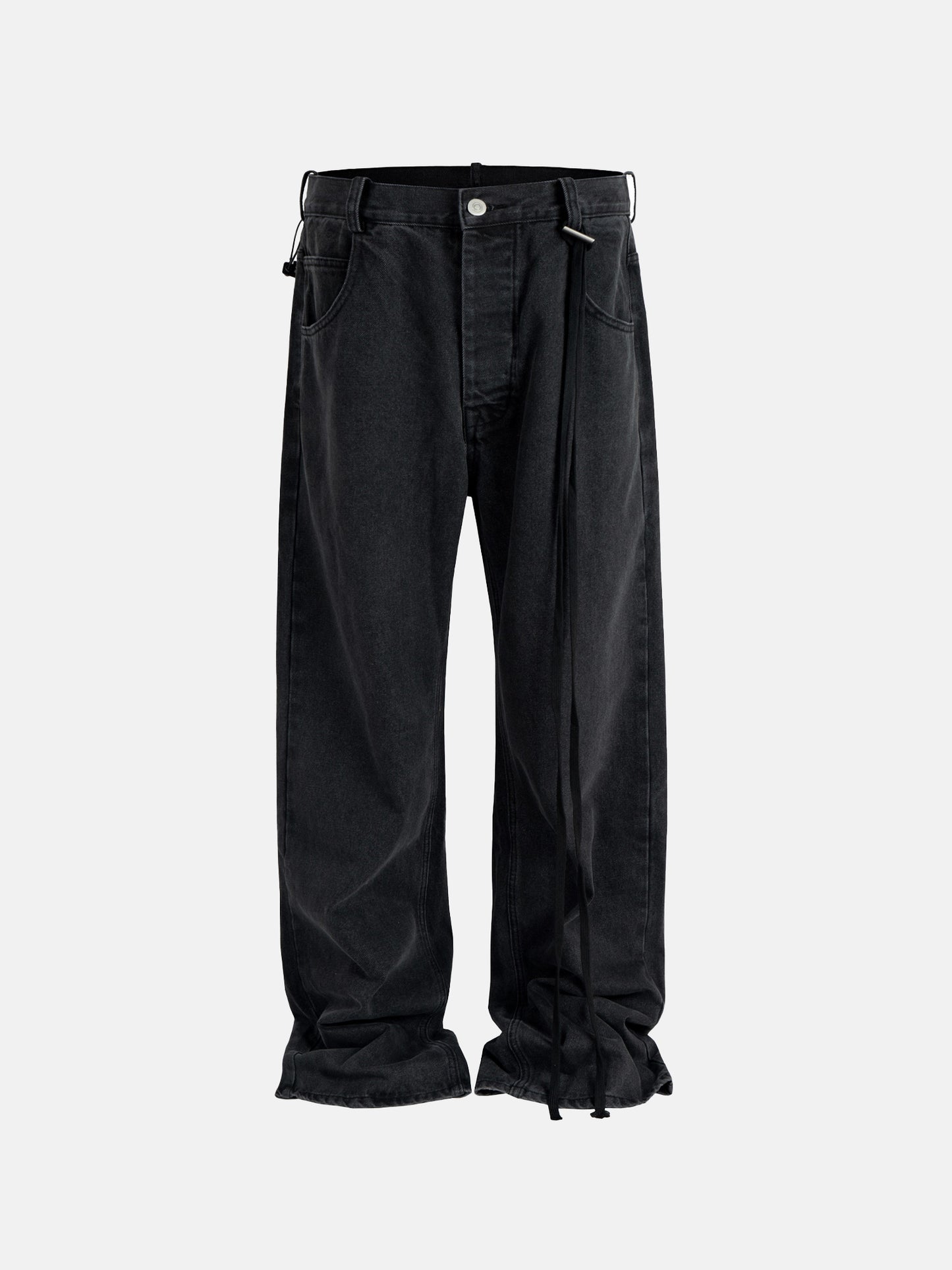 Drapierte schwarze Jeans