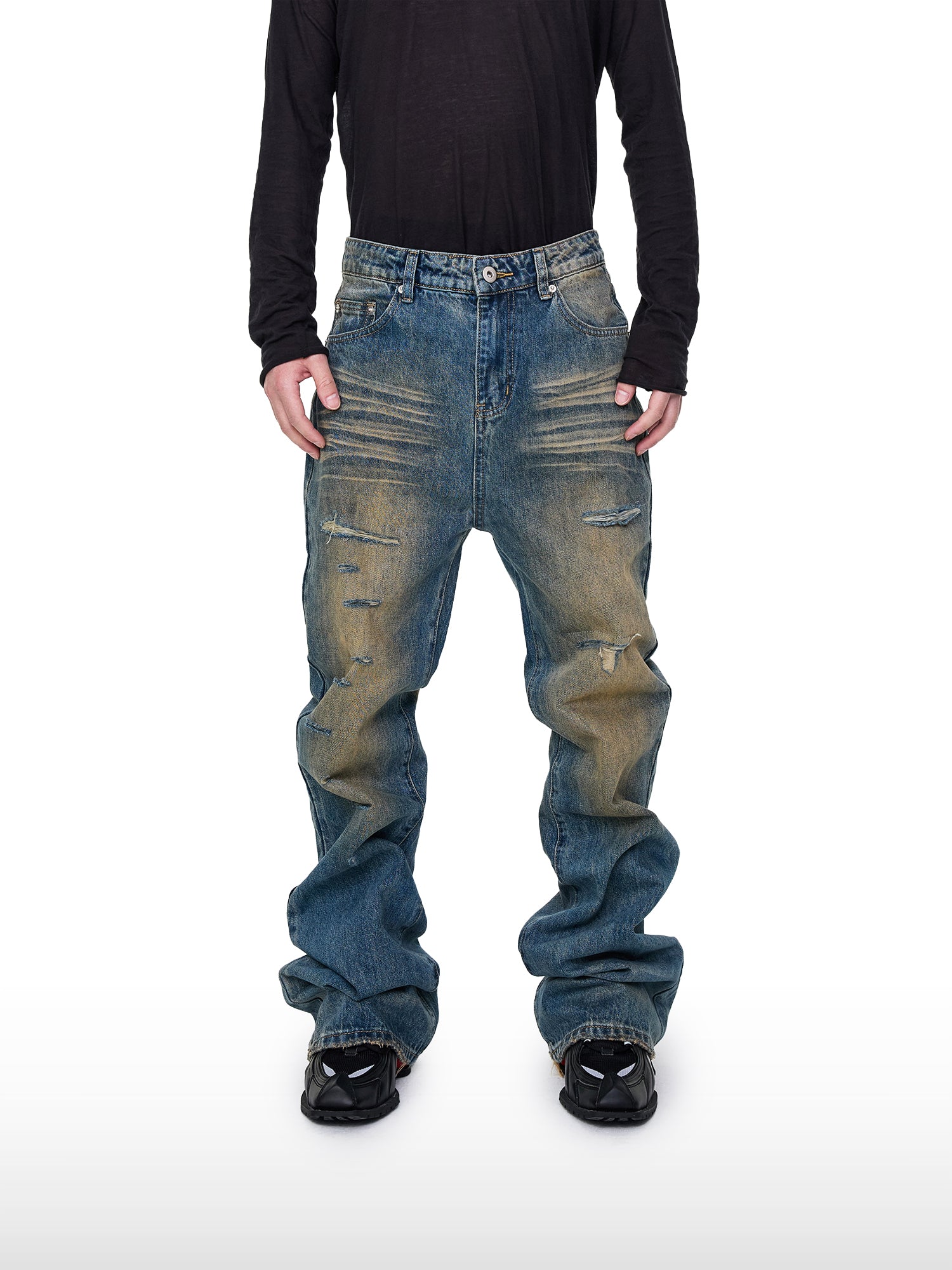Verbleekte blauwe jeans