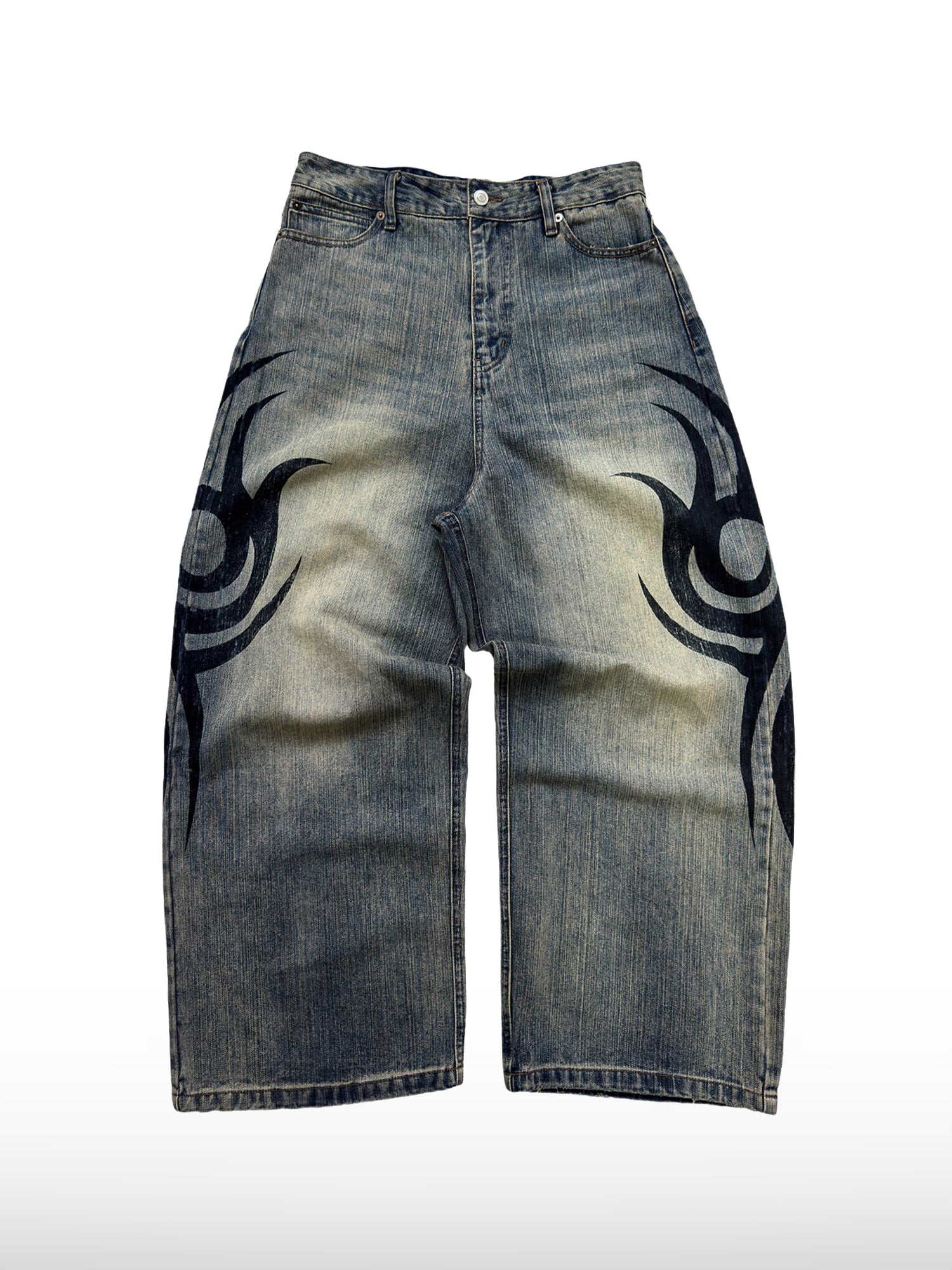 Verwaschene Tribal-Jeans