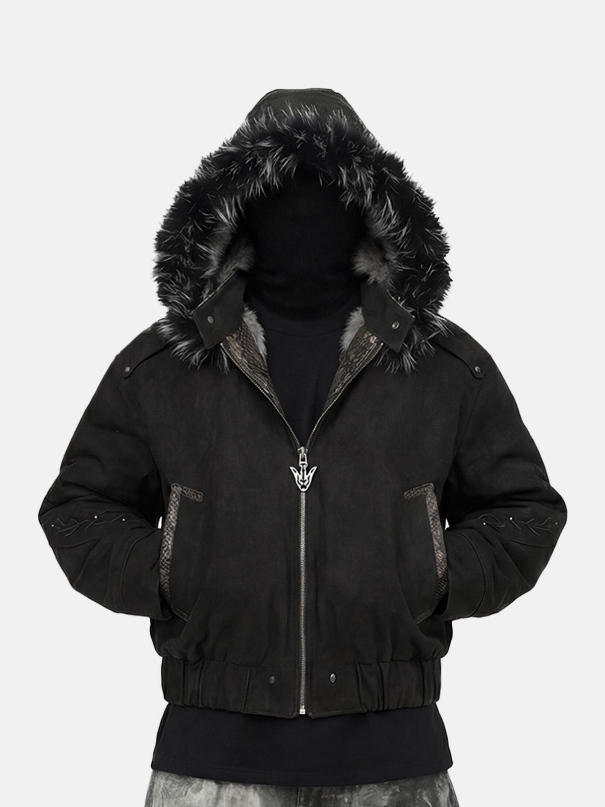 Viper Wildleder-Bomberjacke mit Kapuze