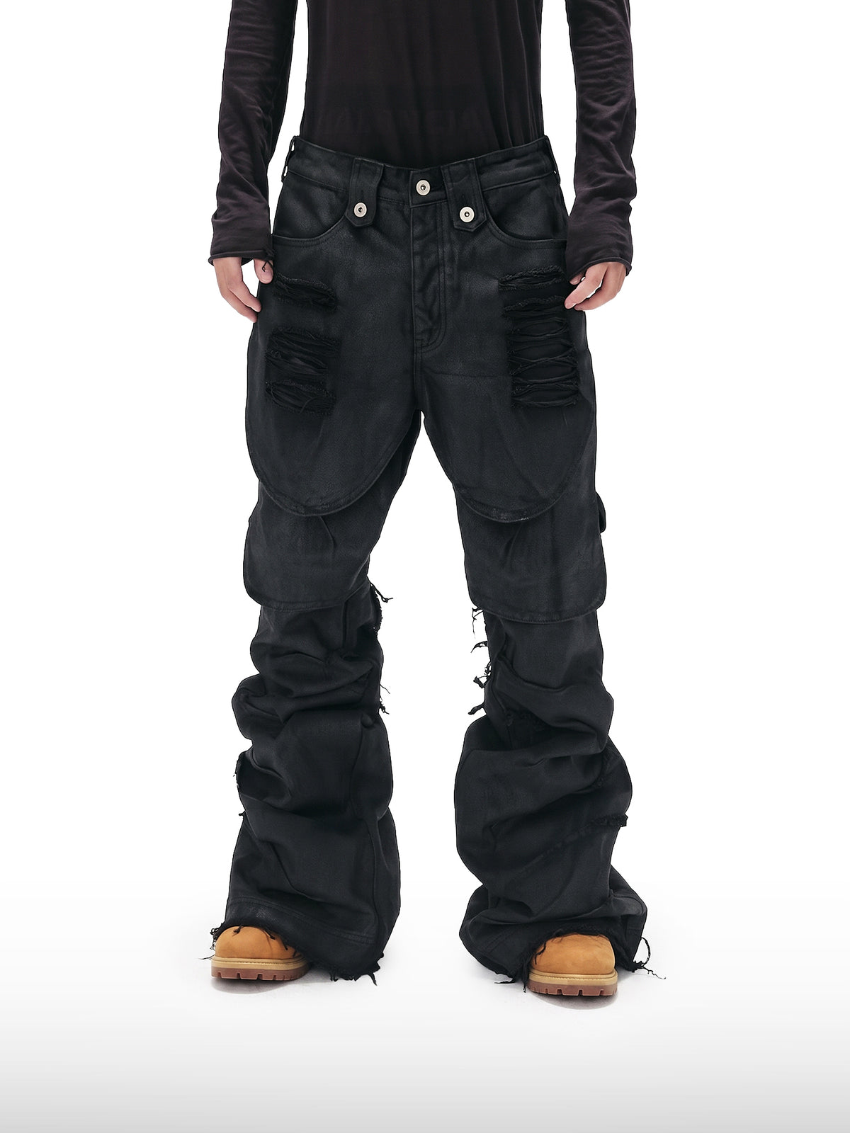 Jeans mit Klappentaschen und weitem Bein
