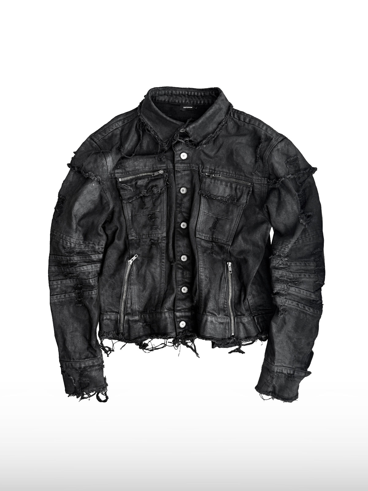 Ausgefranste schwarze Jeansjacke