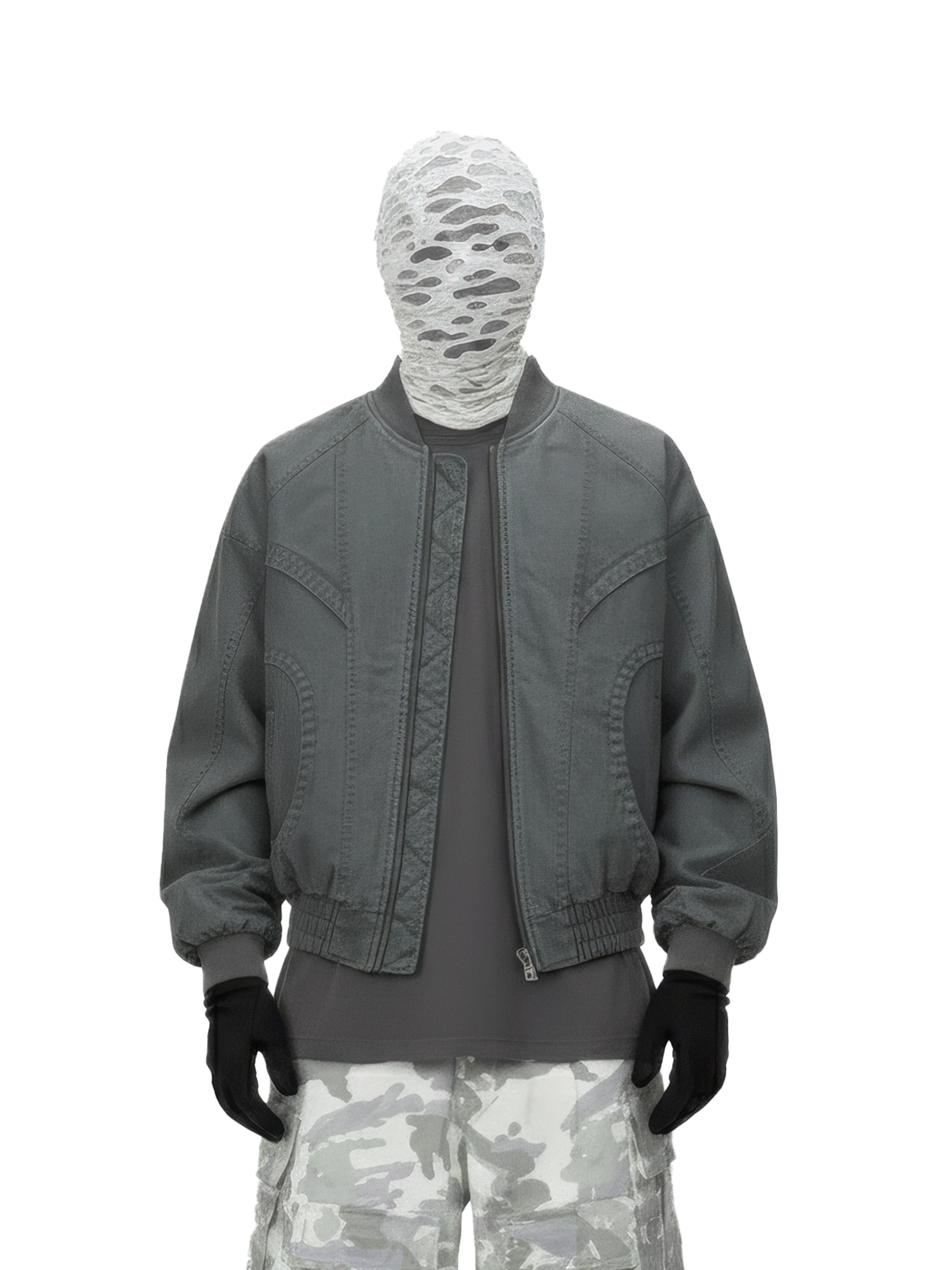 Grey Panel Bomber Jacket