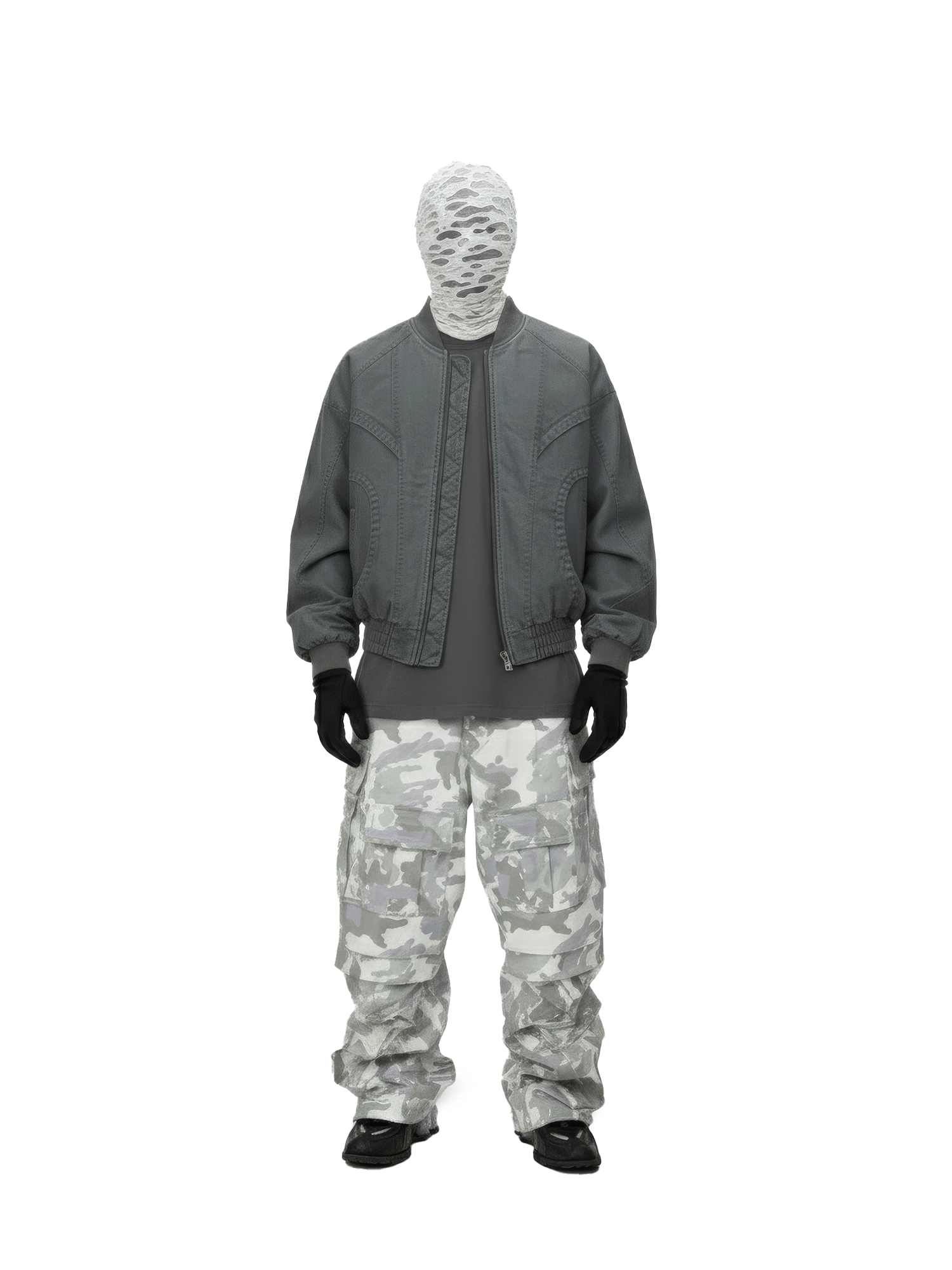 Grey Panel Bomber Jacket