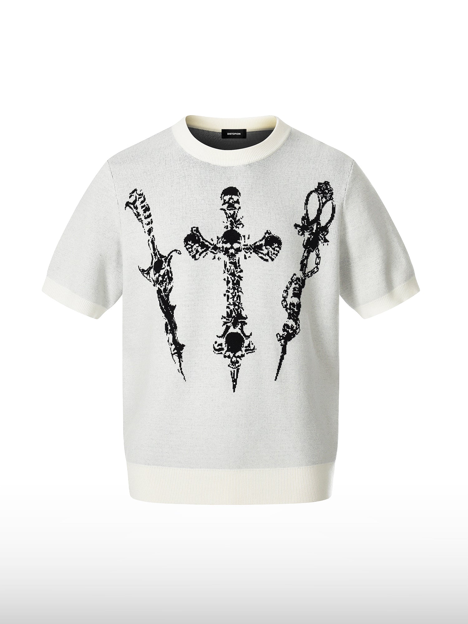 Gothic-Grafik-Jacquard-T-Shirt