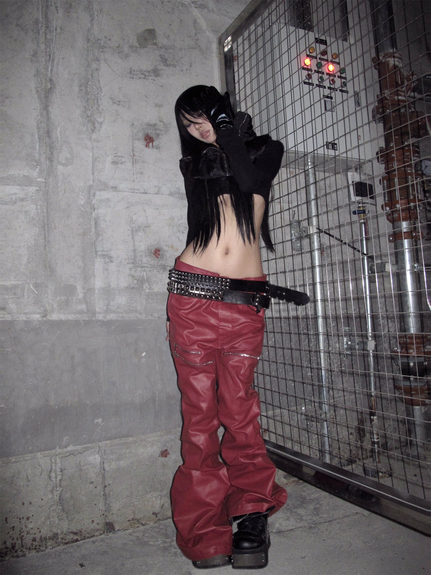Liquid Red Flare Jeans