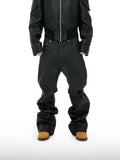 Matte schwarze Hose mit weitem Bein
