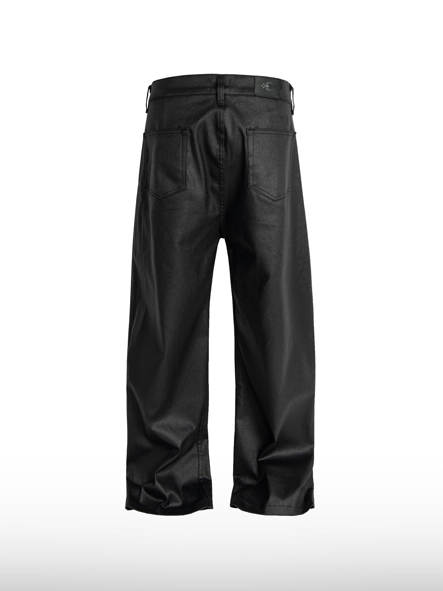 Matte schwarze Hose mit weitem Bein