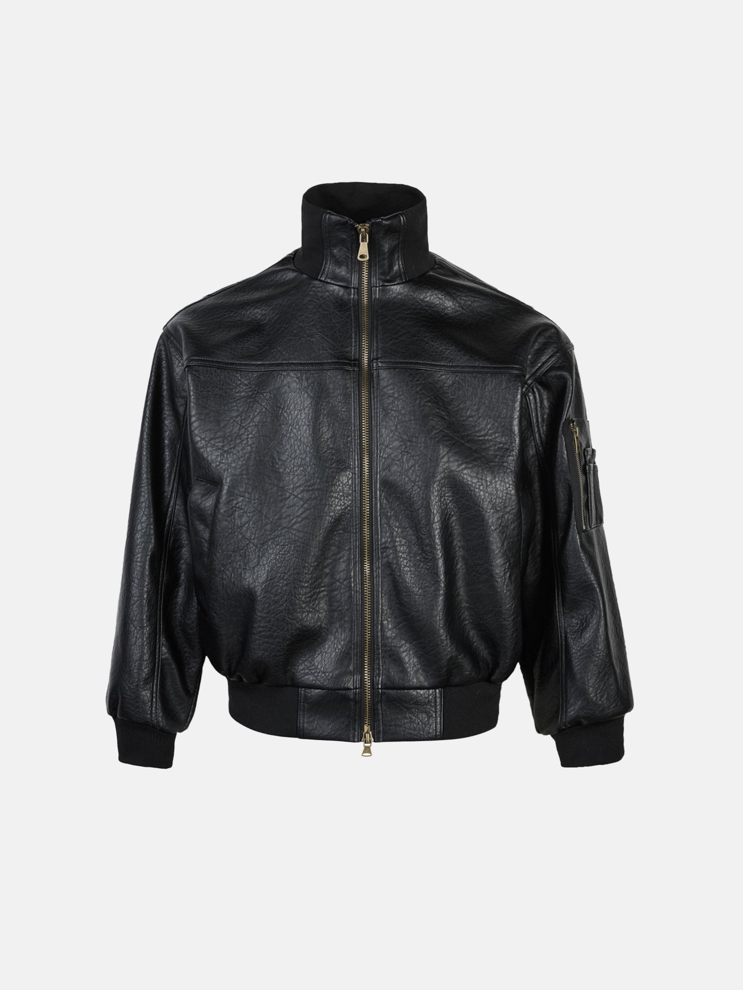 Bomberjacke aus knitterfreiem Leder im Motorradstil