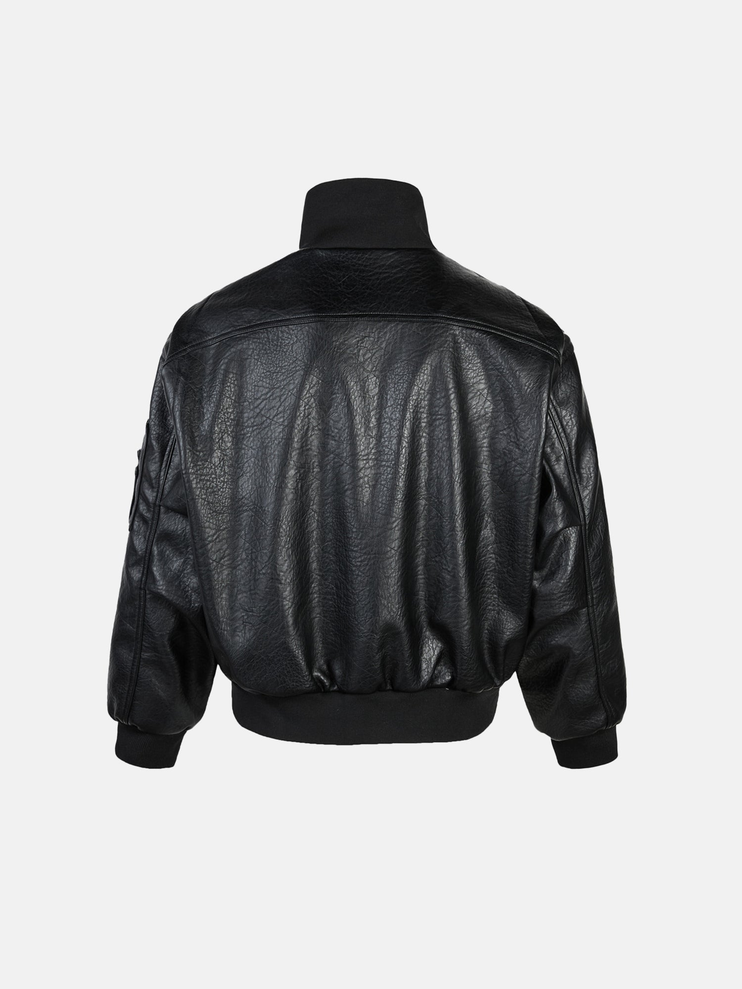 Bomberjacke aus knitterfreiem Leder im Motorradstil