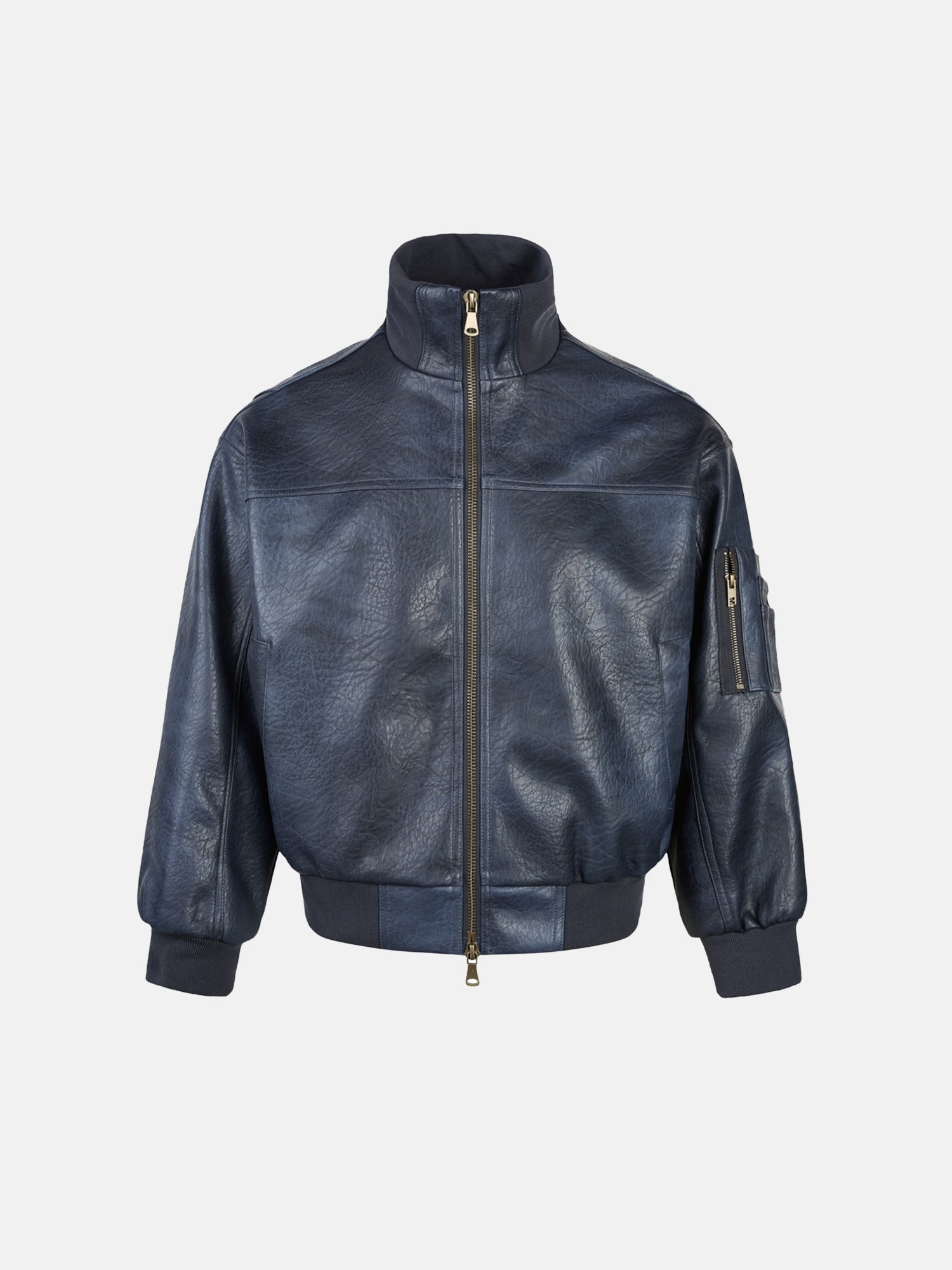 Bomberjacke aus knitterfreiem Leder im Motorradstil