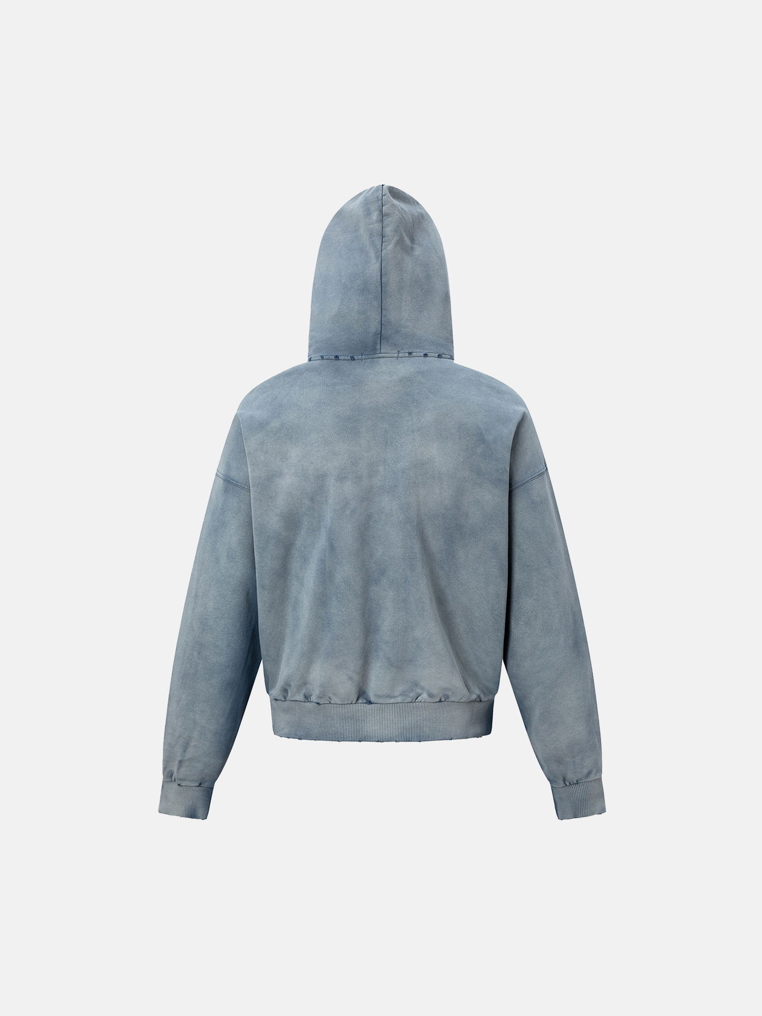 Patched Blue Zip Hoodie