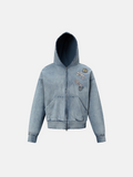 Blauer Kapuzenpullover mit Patch