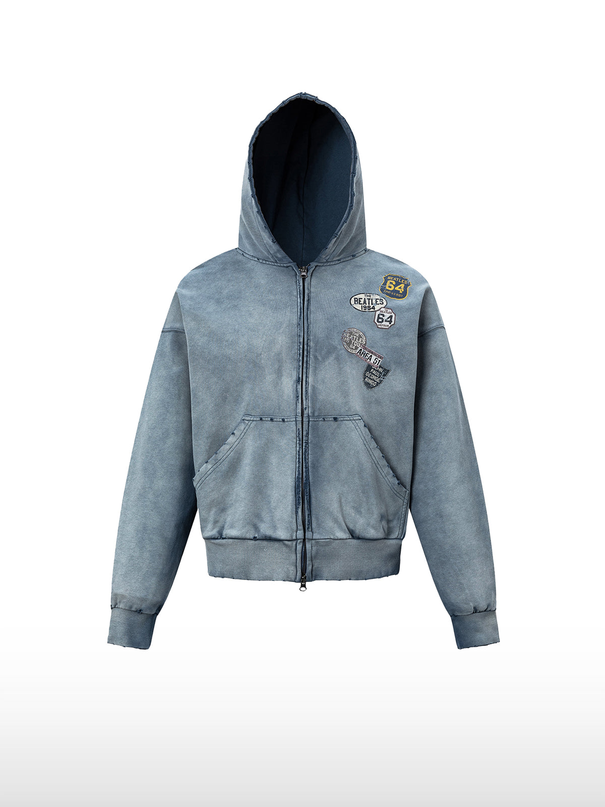 Blauer Kapuzenpullover mit Patch