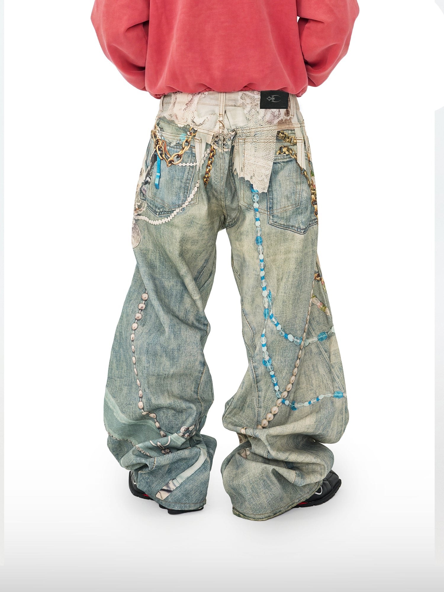Pearl Print Wide-Leg Pants