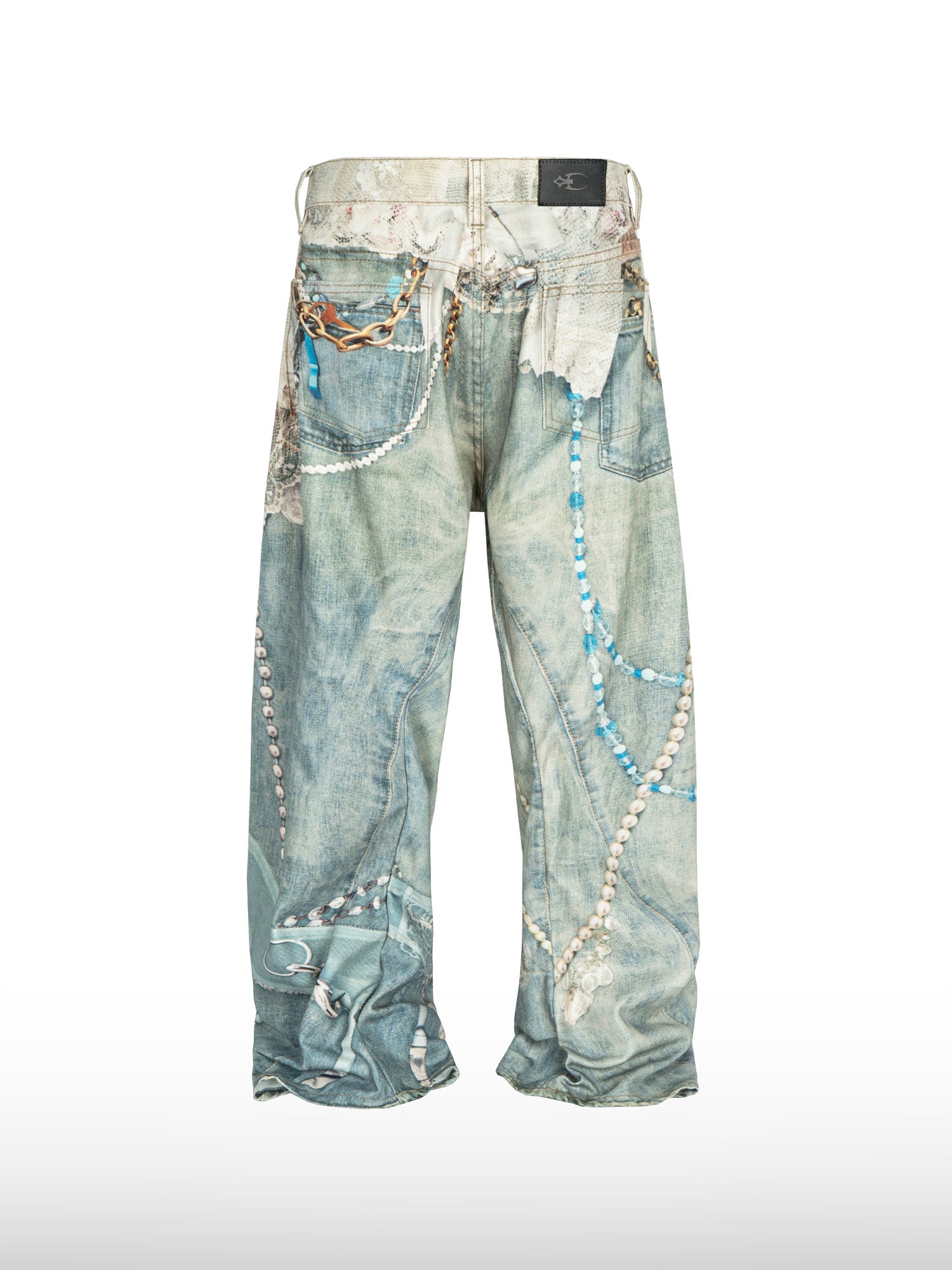Pearl Print Wide-Leg Pants