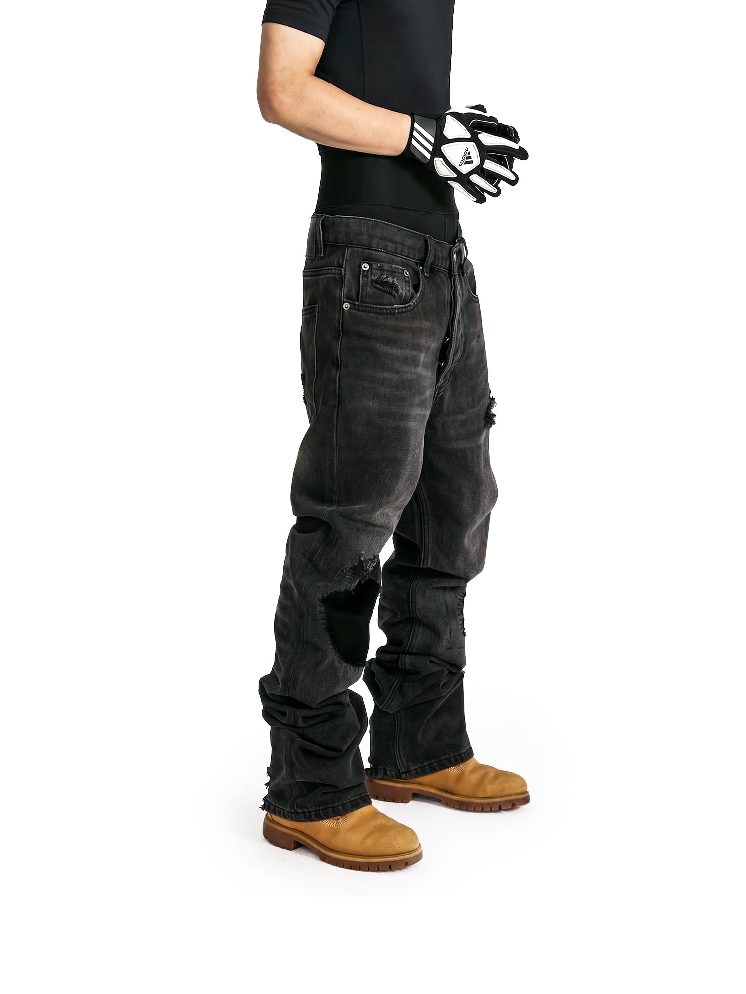 Rebel Straight Fit Jeans mit Destroyed-Effekten