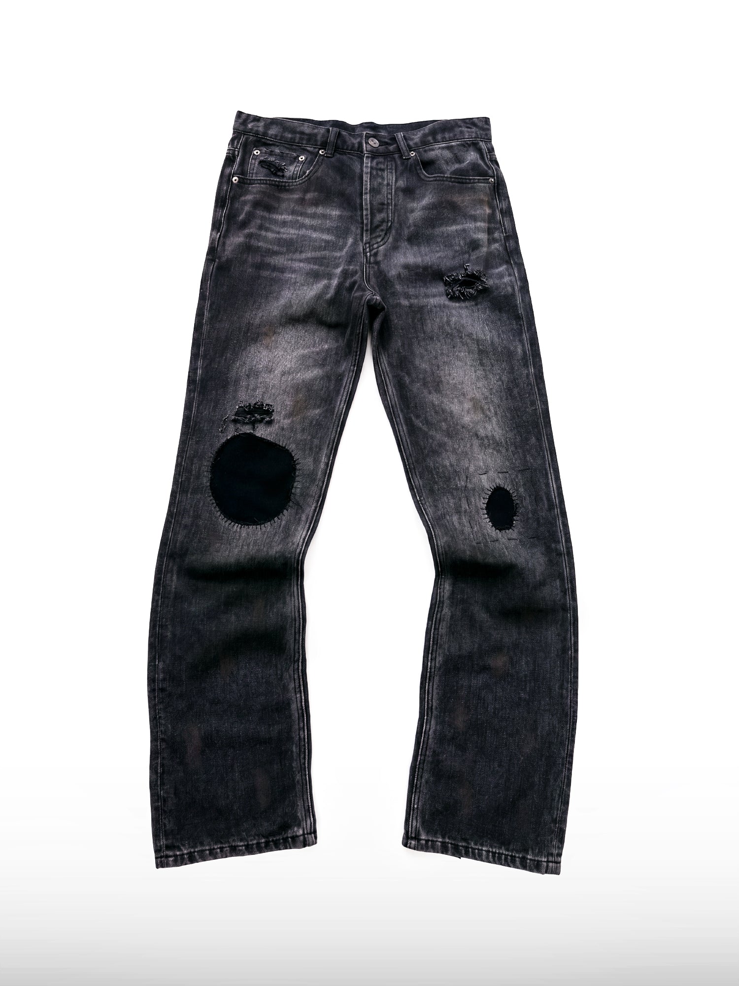 Rebel Straight Fit Jeans mit Destroyed-Effekten