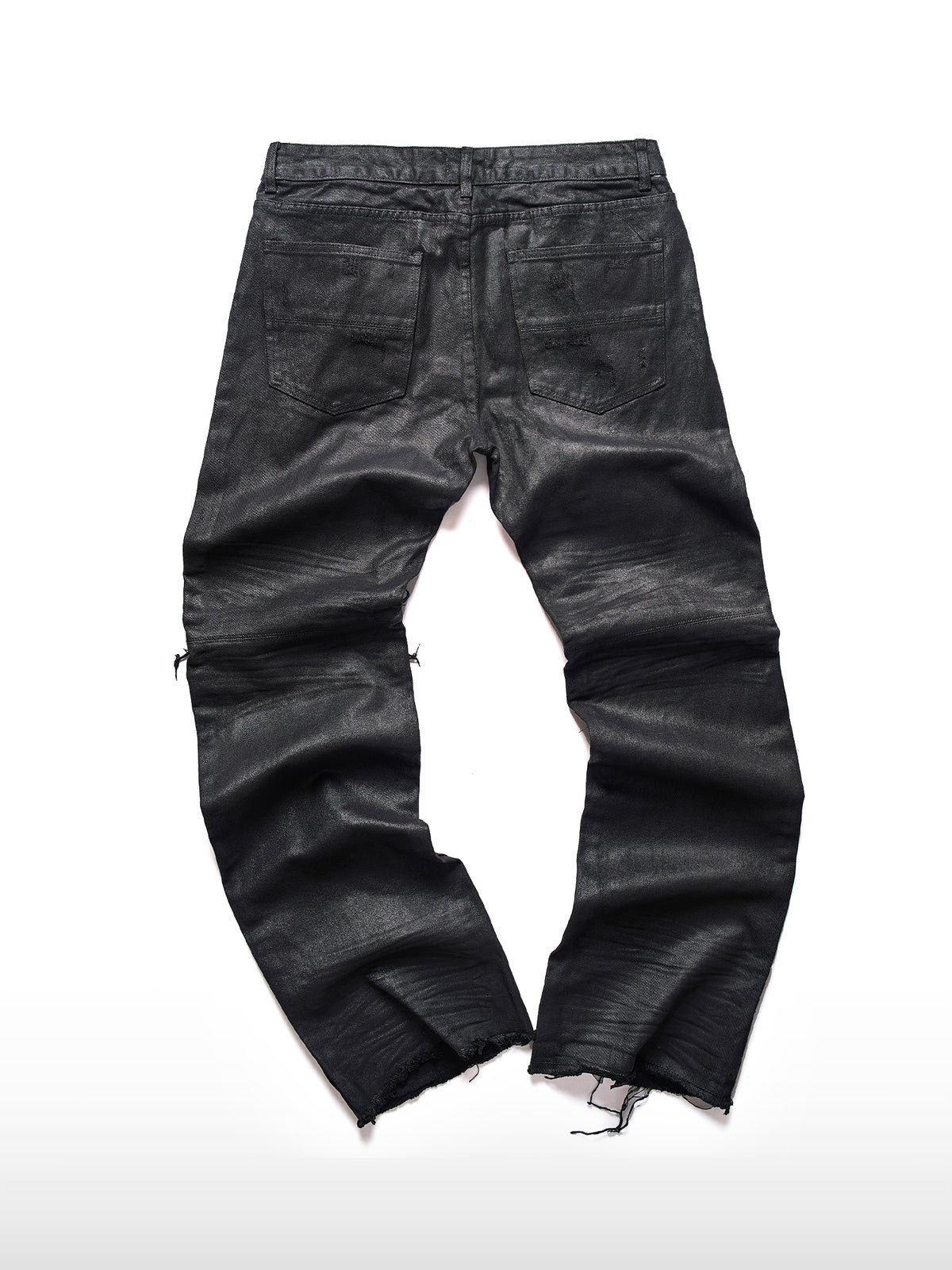 Jeans met kunstmatig aangebrachte slijtage en harslaag