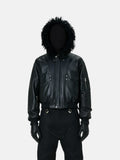 Kapuzenjacke aus Kunstleder mit Schattenmuster