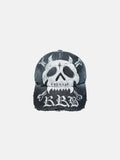 Totenkopf-Gothic-Denim-Kappe