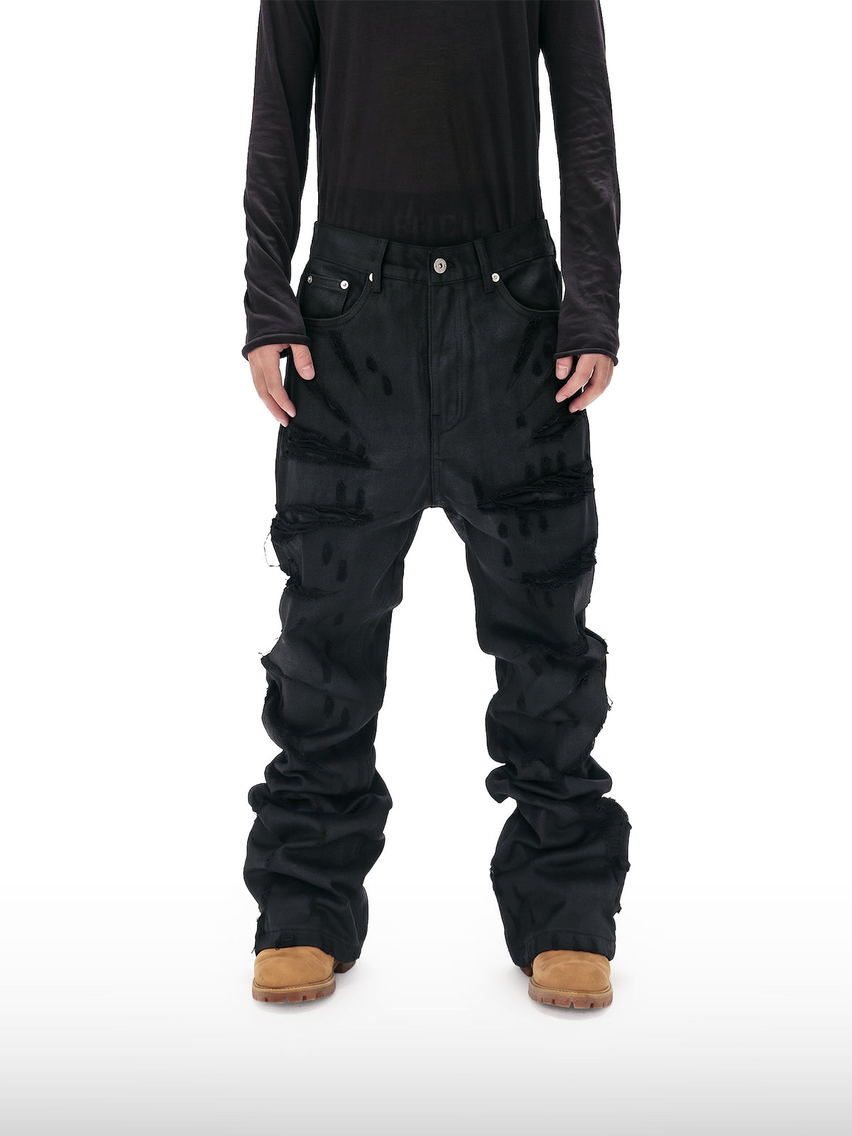 Flared jeans met ingekerfde waslaag