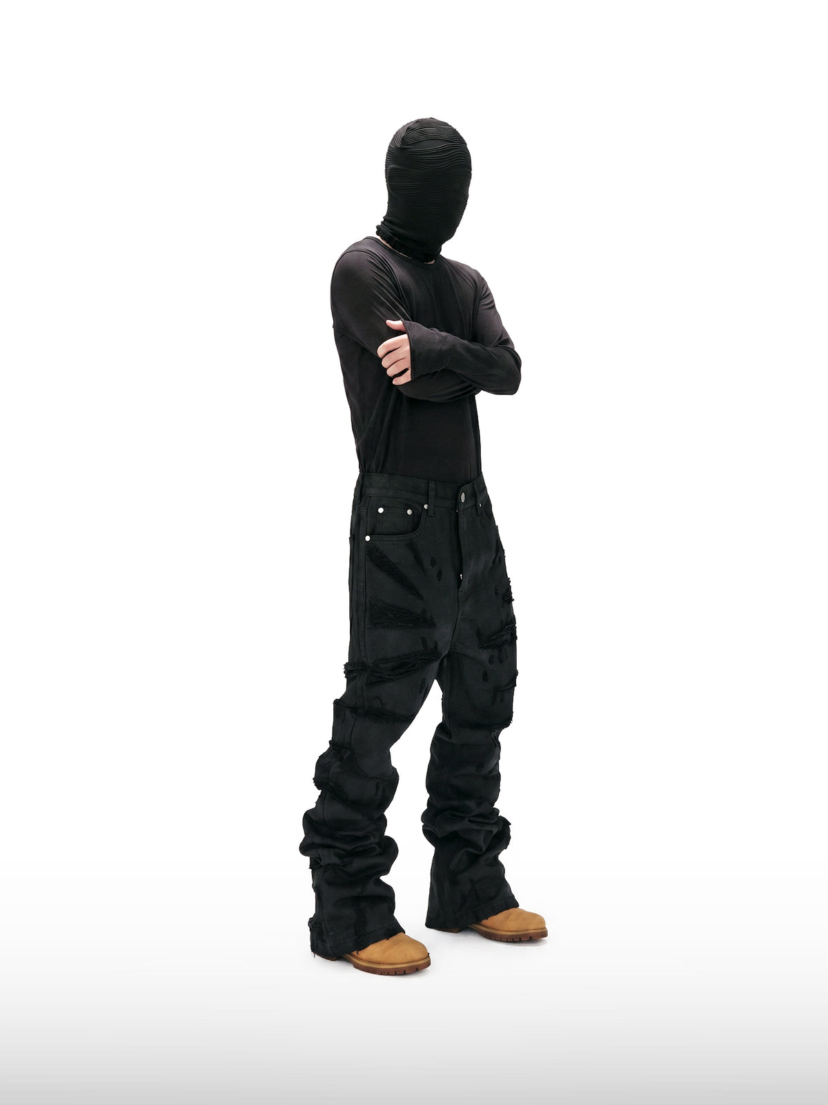 Geschlitzte gewachste Schlagjeans