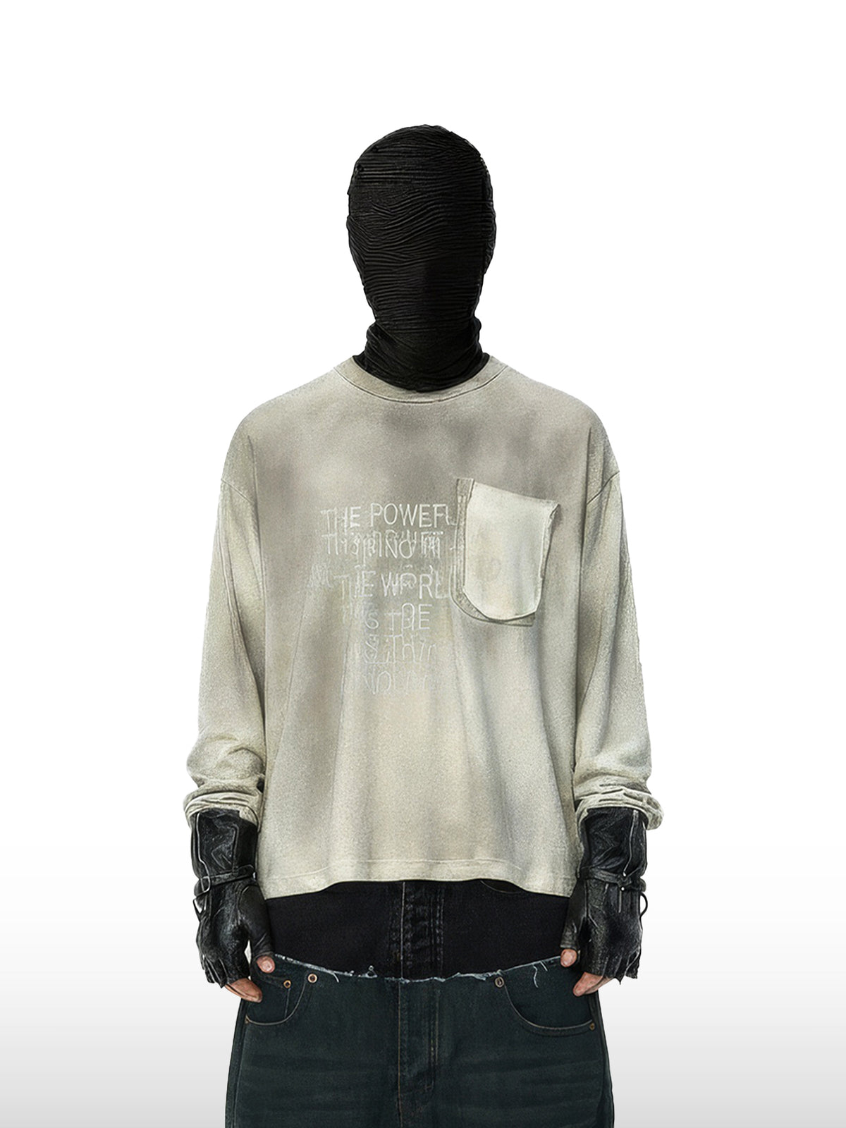 T-shirt met stonewash-tekst
