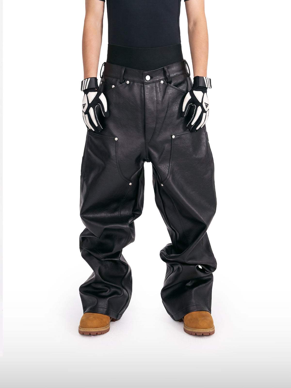 Leren broek met studs