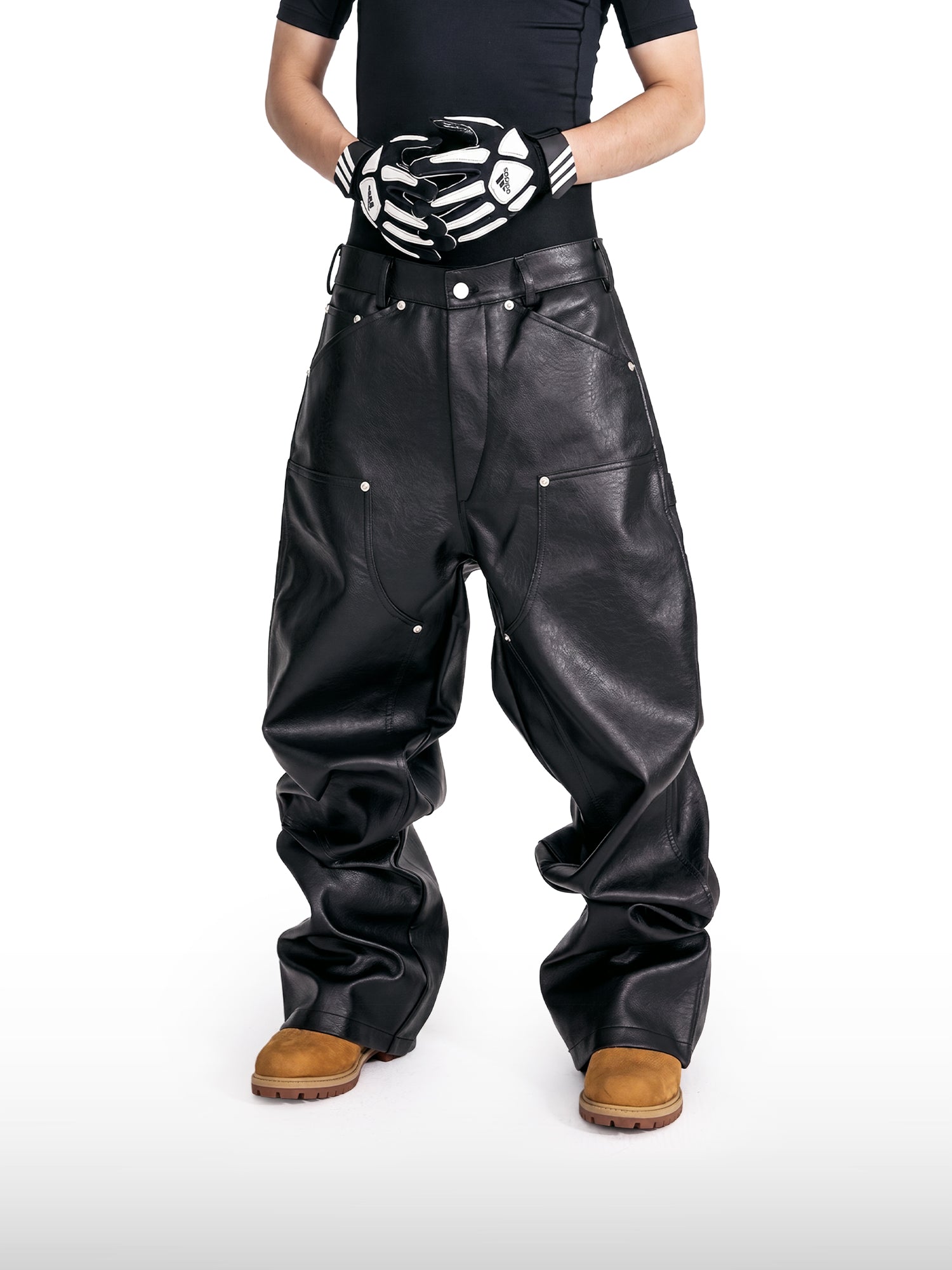 Leren broek met studs