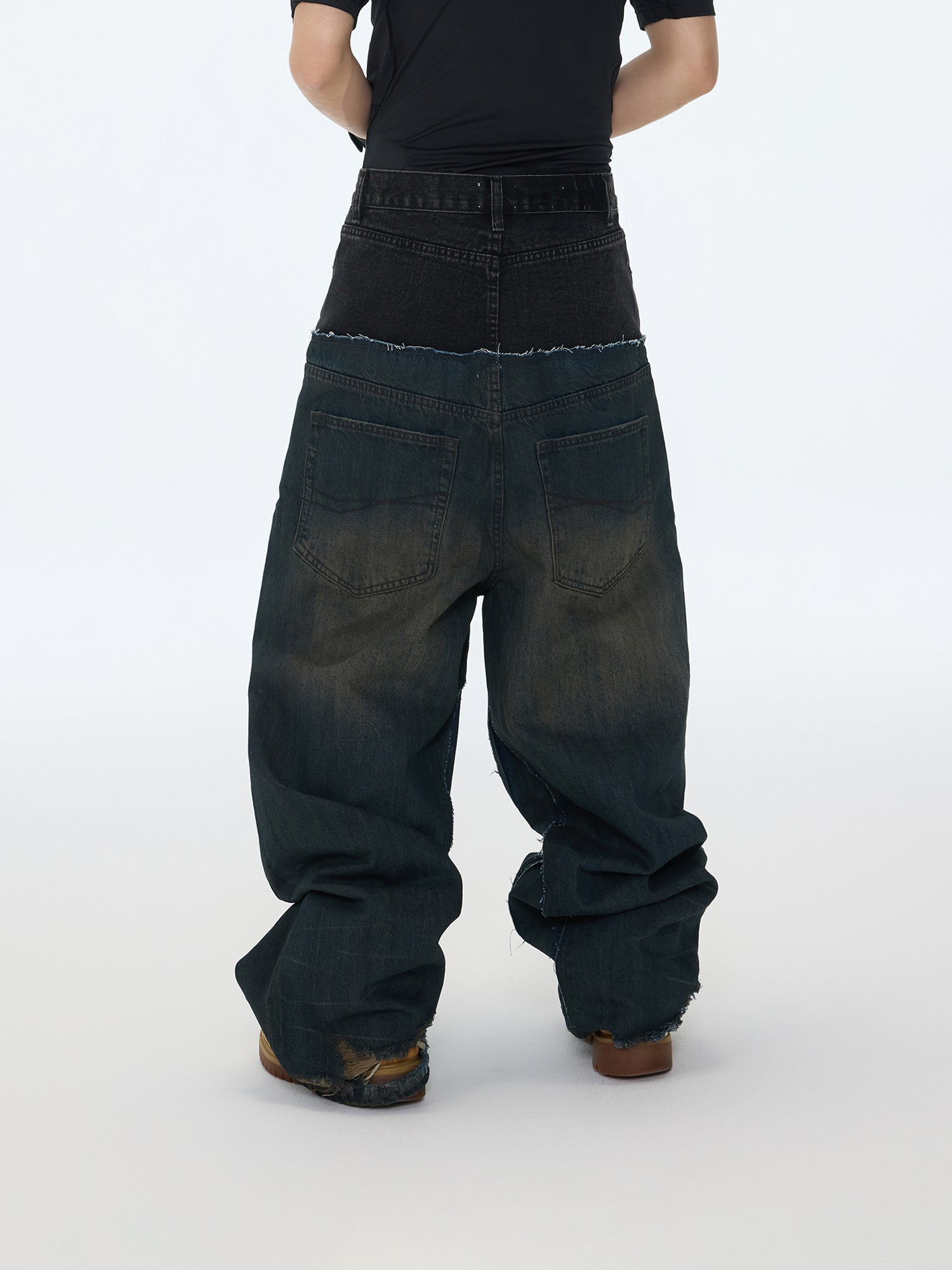 Two-Tone Wide Jeans