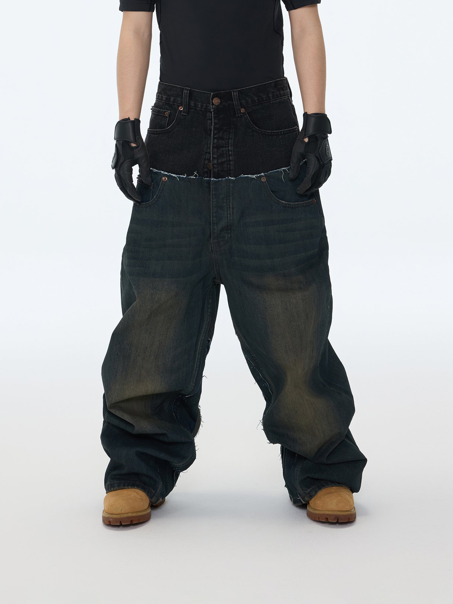 Two-Tone Wide Jeans