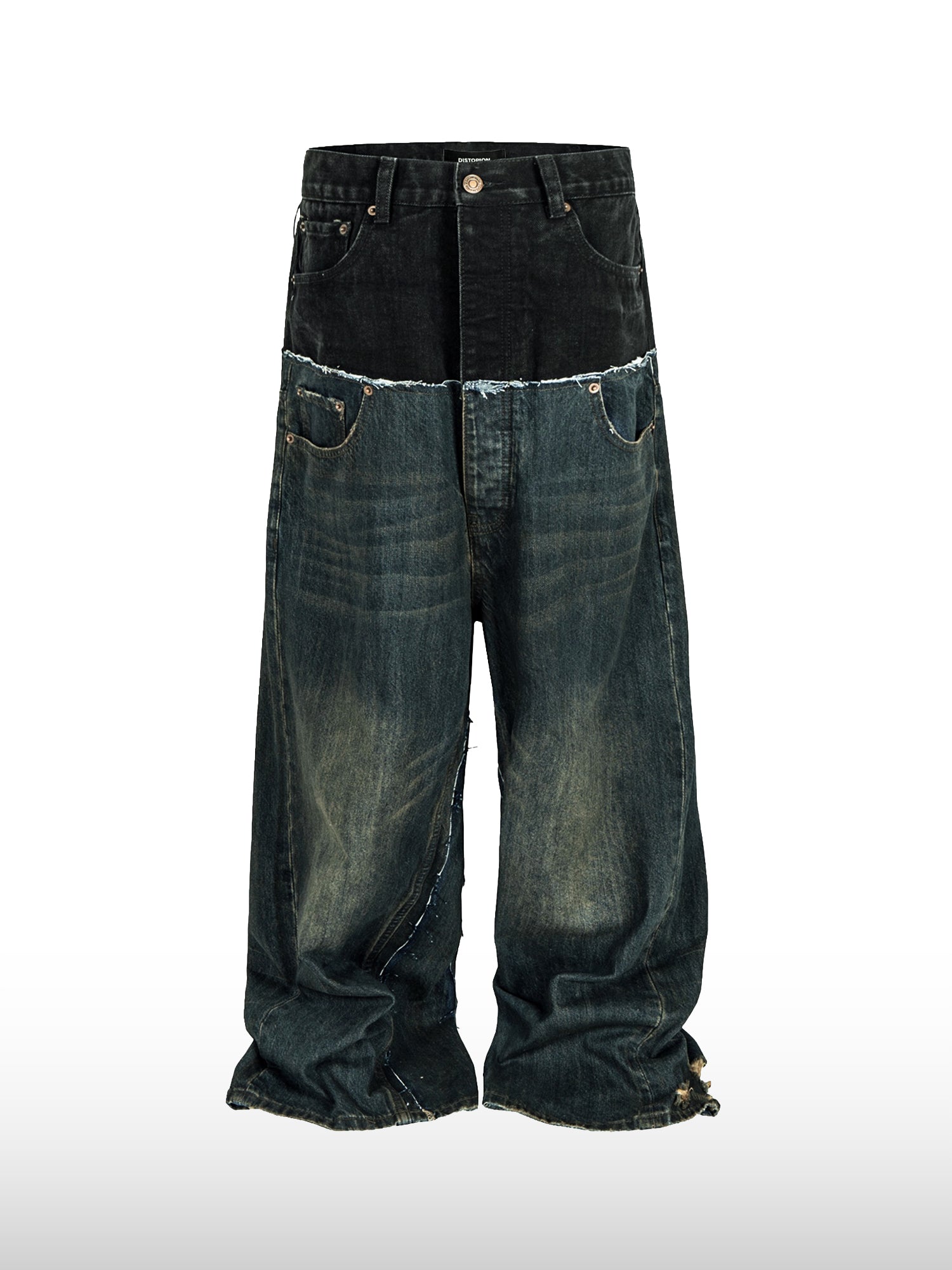 Zweifarbige weite Jeans