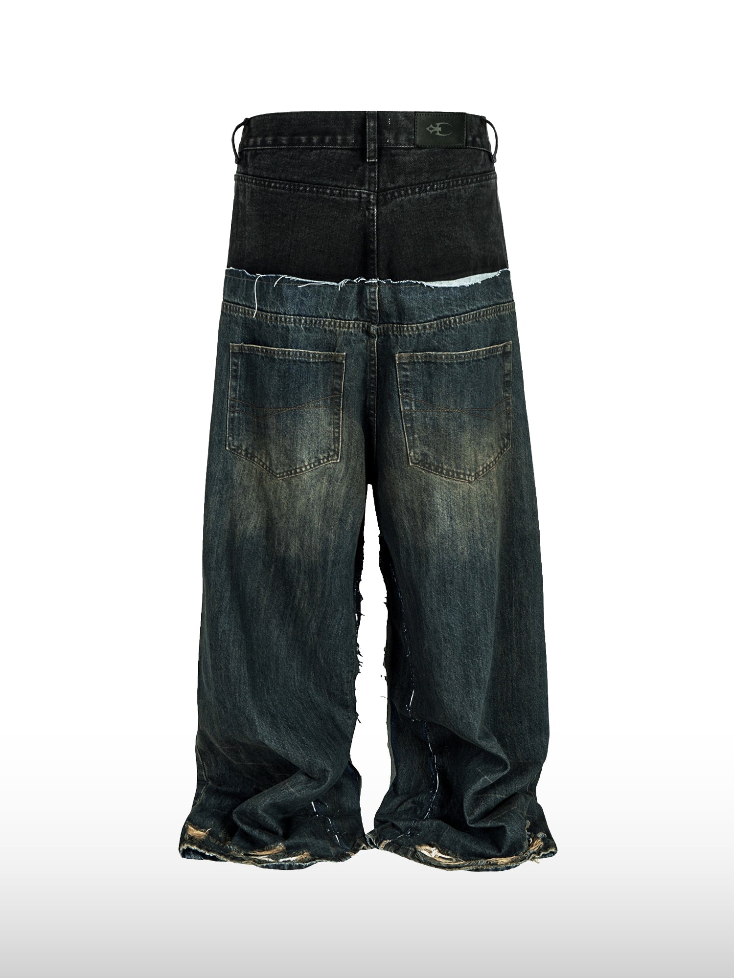 Zweifarbige weite Jeans