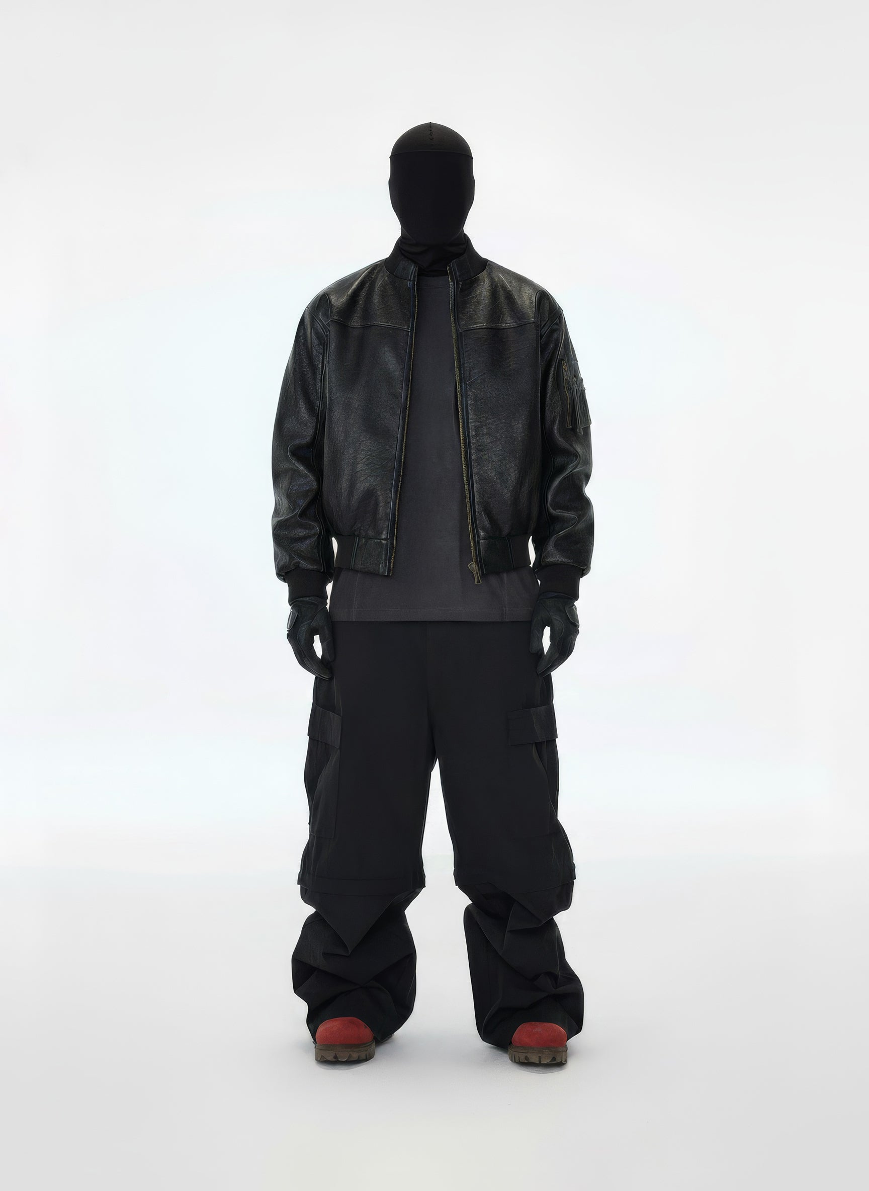 Bomberjacke aus knitterfreiem Leder im Motorradstil